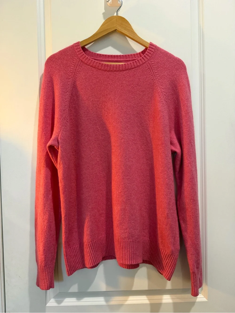 J.Crew XL Bright Pink Lambswool Blend Crewneck Raglan Sweater